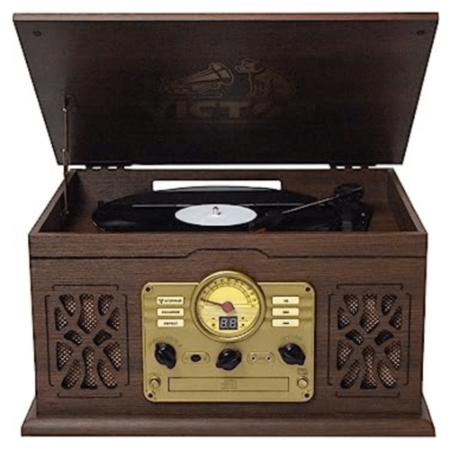 Victor State 7-in-1 Wood Music Center Espresso - Refurbished